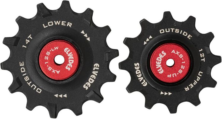 Elvedes Schaltrollen-Set AXS 1x12 + 1x14 Zähne schwarz, rot