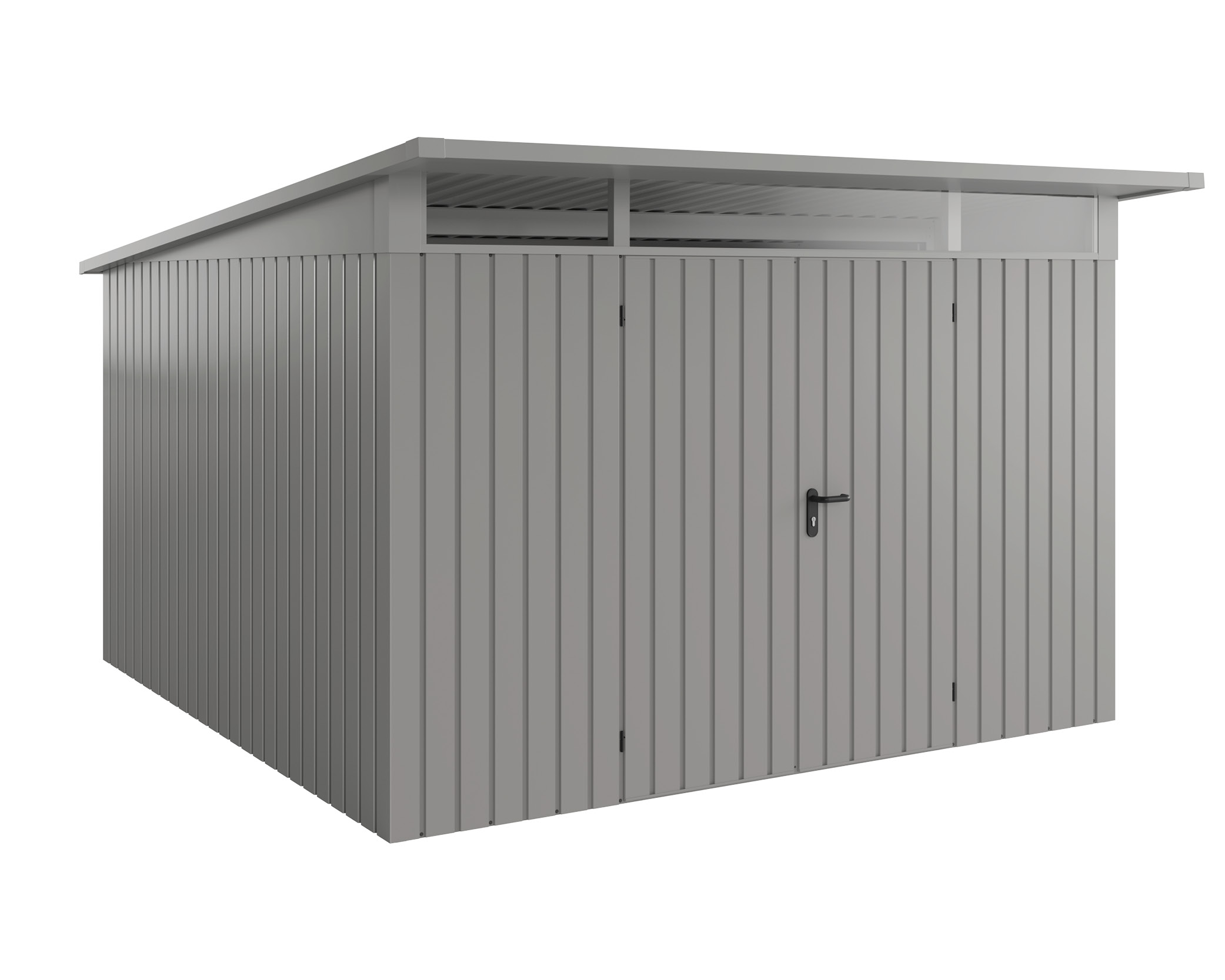 Hörmann Metall-Gerätehaus EcoStar EuroLine EPD mit Pultdach B 310 x T 310 cm (EPD 14), Motiv Modern (mit schmalen Lamell...