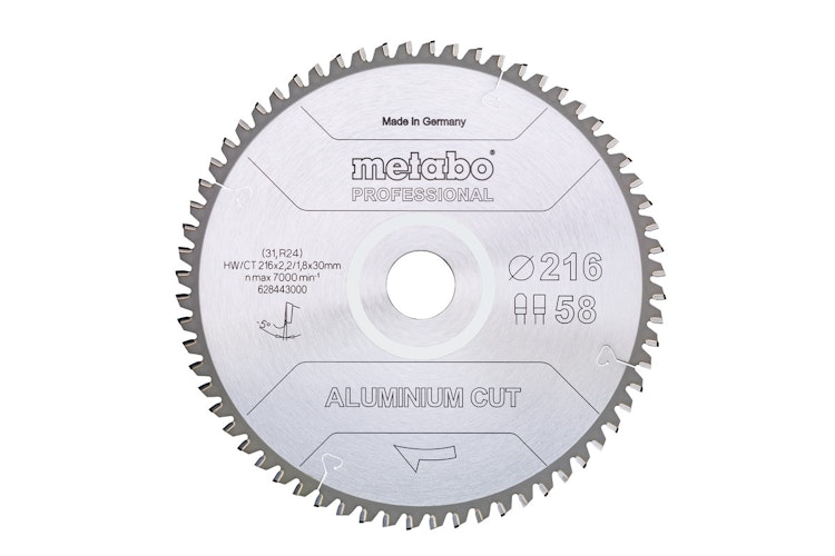 Metabo Sägeblatt "aluminium cut - professional"216x2,2/1,8x30 Z58 FZ/TZ 5°neg