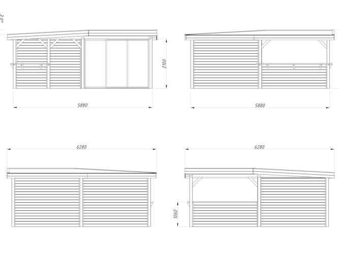 Palmako Carport/Pavillon Connect Lenna 24,9 m² Set 409 Slide