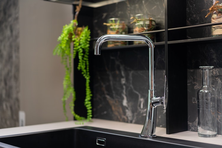 Wasserhahn Küchenarmatur, LEAF, mit 360° schwenkbarem N-Auslauf, Verchromt