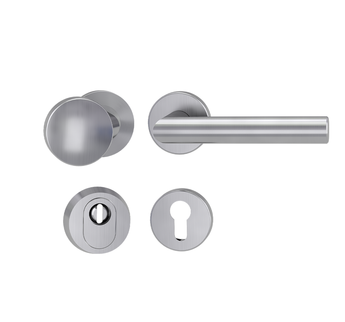 Griffwerk LUCIA PROFESSIONAL Schraubtechnik -Edelstahl matt Schutzrosettengarnitur -Knopf R1 -ZA -Kombi-Innenrosettensat...