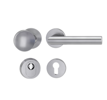 Griffwerk LUCIA PROFESSIONAL Schraubtechnik -Edelstahl matt Schutzrosettengarnitur -Knopf R1 -ZA -Kombi-Innenrosettensatz rund