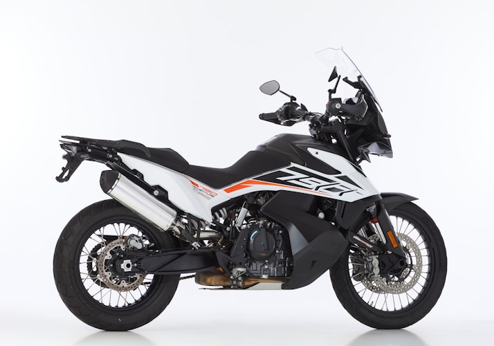 SHARK SLIP-ON Aluminium poliert/Endkappe Edelstahl schwarz matt beschichtet silber DSX-5 für HUSQVARNA Norden 901,KTM 790 Adventure,790 Adventure R,890 Adventure,890 Adventure R,890 SMT EURO4 EURO5 EURO5+
