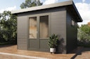 Vorschaubild Wolff Finnhaus WPC Gartenhaus Style D / Terra 3030 Anthrazit/Hellgrau - 28 mm 