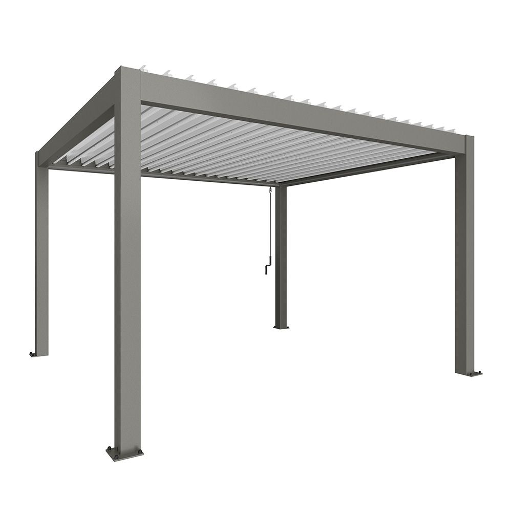 Biohort Pergola B 404,5 x T 367,5 x H 255 cm (Gr. 4x3,5) Rahmen: quarzgrau-metallic / Dachlamellen: weiß