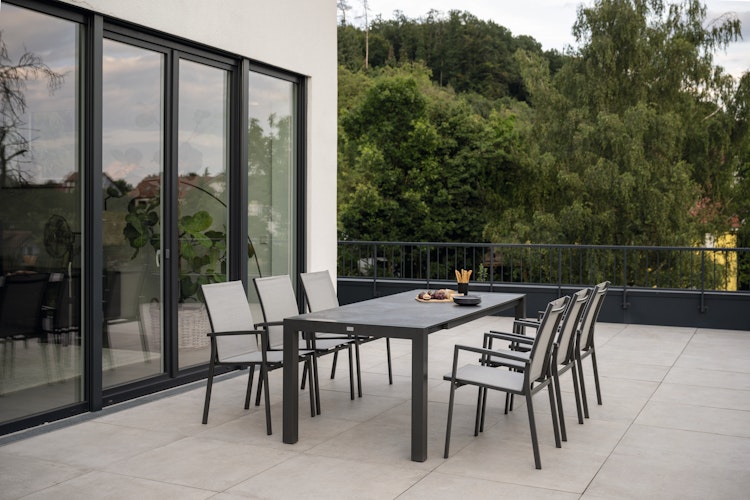 STERN Ausziehtisch Standard 174/254 x 90 cm, Aluminium Anthrazit / Silverstar Slate