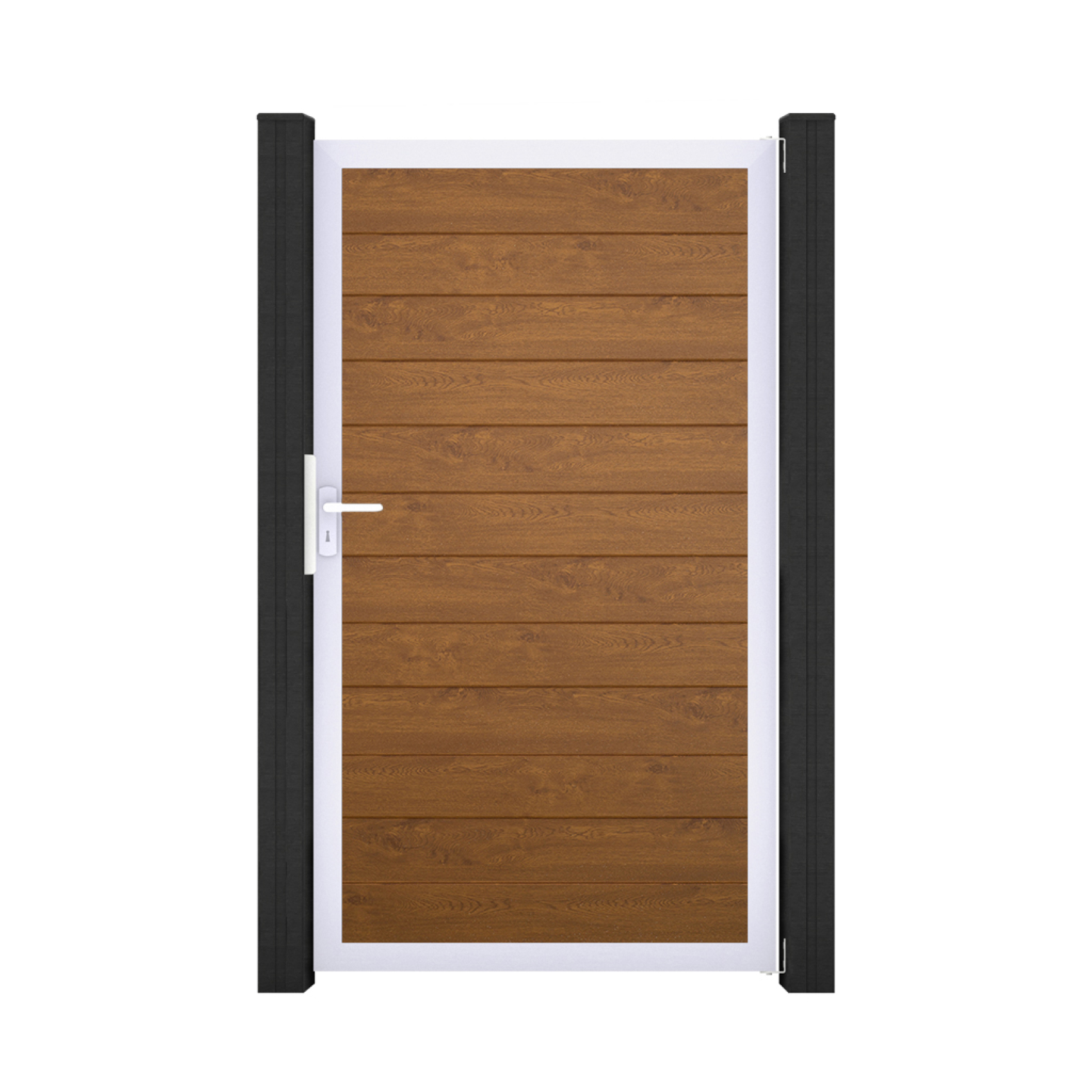 GroJa BasicLine PVC Stecksystem schmal Universal Einzeltor mit Alurahmen golden_oak