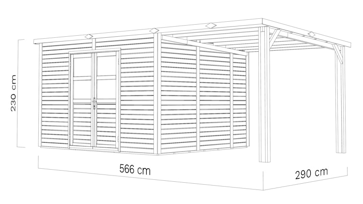 Bertilo Gartenhaus Borkum 2 Inkl. Schleppdach - 19 mm