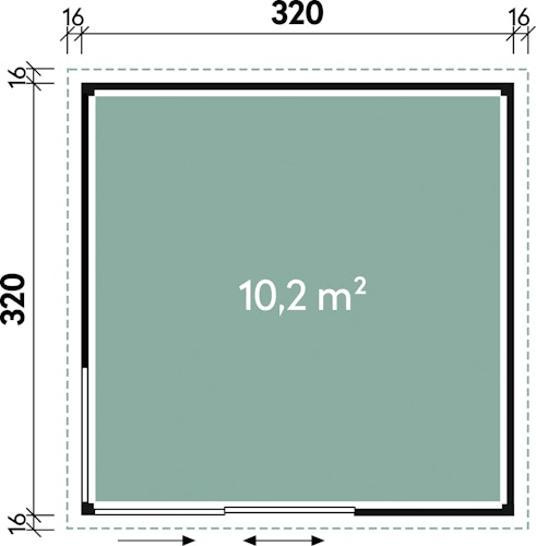 Wolff Finnhaus Gartenhaus Studio 44-B mit Alu-Eckverkleidung/Schiebetür