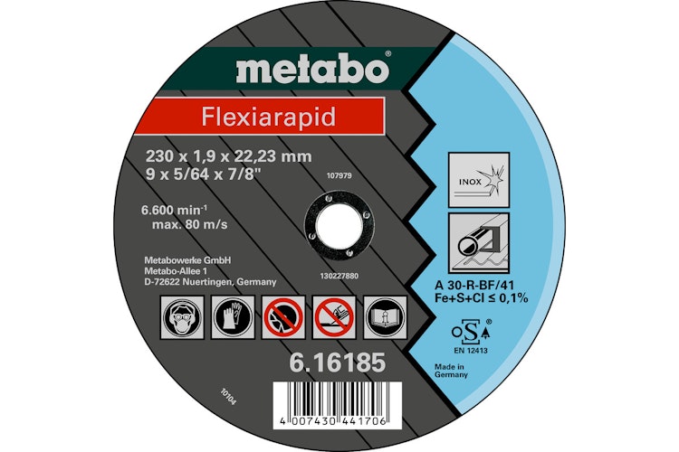 Metabo Flexiarapid 180x1,6x22,23 InoxTrennscheibegerade Ausführung