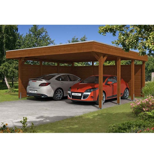 Skan Holz Carport Friesland 557x555 cm inkl. Rück- und Seitenwände Sparset 3