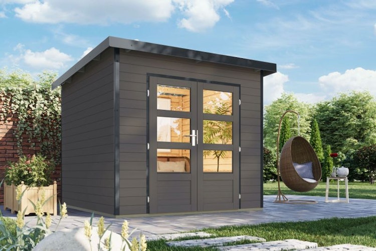 Karibu Metall-Holzgartenhaus Hybridhaus Pluto A/B - 28 mm/0,5 mm