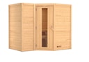 Vorschaubild Karibu Sauna Sahib 2-Massivholzsauna 38 mm -Eckeinstieg - Exklusivoptik inkl. gratis Sauna-Zubehörset im Wert von 234,94 €