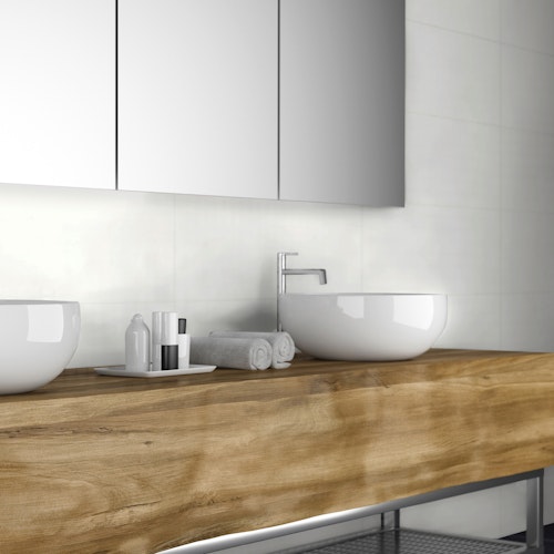 Revét Vinyl Wandfliese Weiss Hochglanz 60 x 30 cm