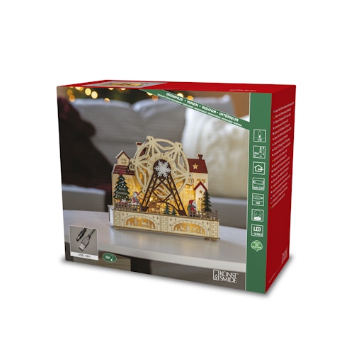 Konstsmide Weihnachtsbeleuchtung LED Holzsilhouette Vergnügungspark, batteriebetrieben