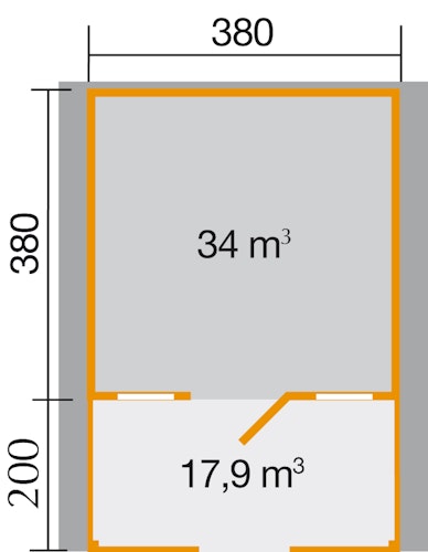 Weka 28 mm Gartenhaus 110 B mit Vordach + Terrasse (200 cm)
