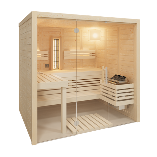 Infraworld Sauna Solido Glas Complete 167 - 40 mm Multifunktionssauna inkl. 5-teiligem gratis Zubehörset
