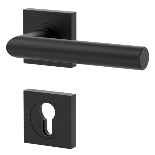 Griffwerk LUCIA PROFESSIONAL PVD+ Schraubtechnik GK3 Rosetten eckig Profilzylinder Graphitschwarz PVD+