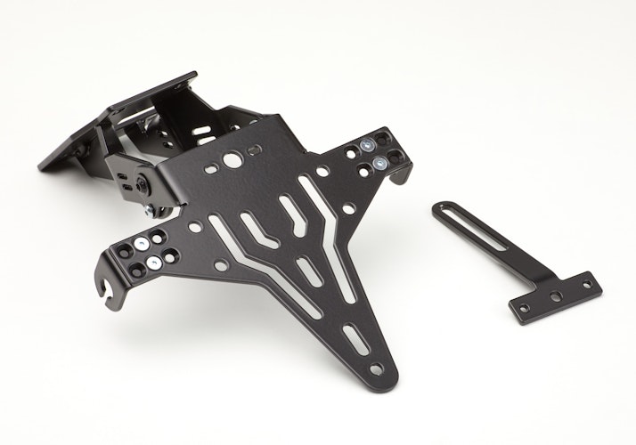 PROTECH V-SHAPE Kennzeichenhalter SET mit Reflektor und Beleuchtung Alu & Stahl Schwarz für KAWASAKI ZX-10R, ZX-10R SE, ZX-10RR