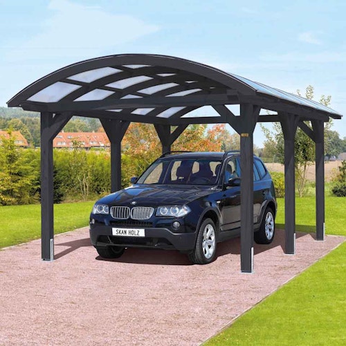 Skan Holz Franken - Bogendach Einzelcarport aus Leimholz Breite 376 cm