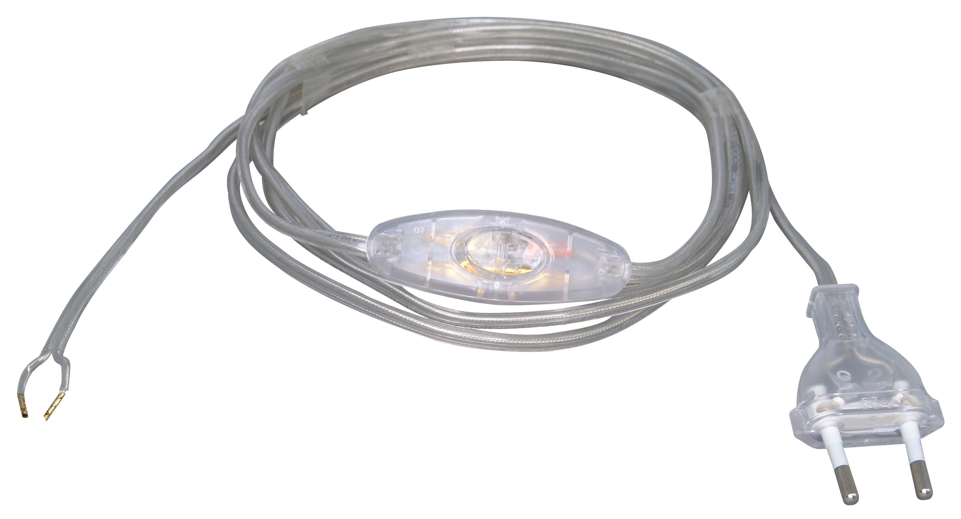 Kopp Euro-Zuleitung 2m transparent mit Zwischenschalter