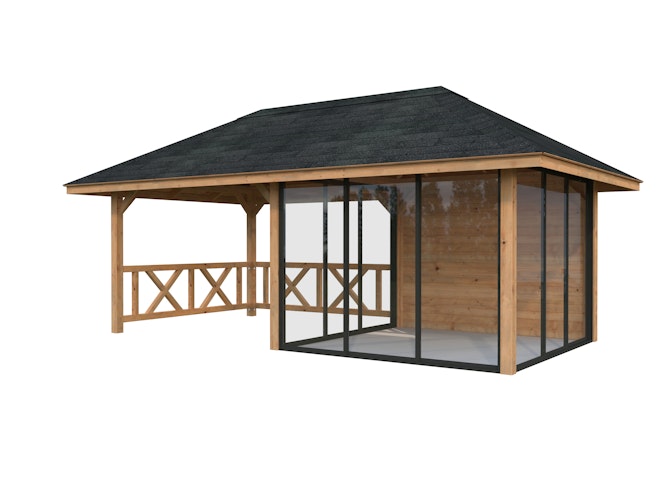 Palmako Pavillon Bianca 16,6 m² Set 504 Slide Plus mit Isolierglas-Schiebetüren