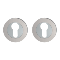 Griffwerk Schlüsselrosettenpaar Zink rund mit Zierring Profilzylinder Schraubtechnik Chrom-Nickelmatt