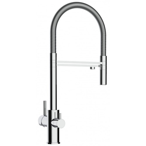 3 Wege Wasserhahn Küchenarmatur, FL, mit 360° schwenkbarem Auslauf, abnehmbare 2 strahl Handbrause, Verchromt