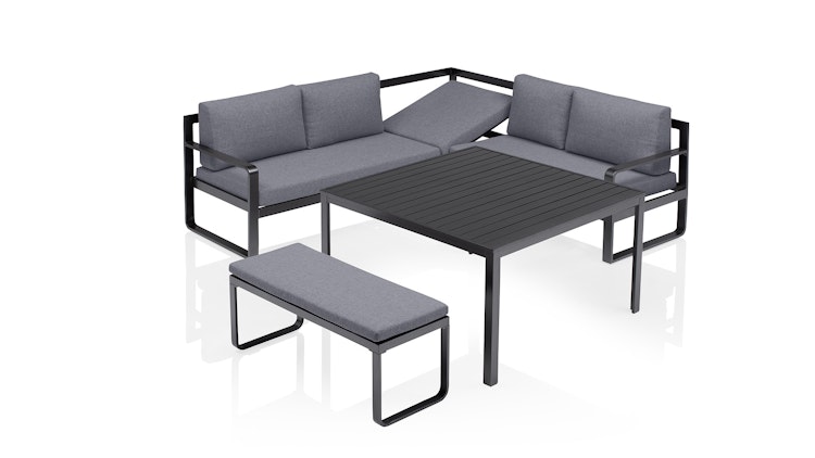 Kettler Casual Dining Eckset OCEAN, Aluminium Anthrazit / 100 % Polyester Grau