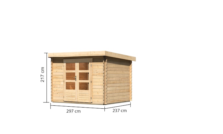 Karibu Gartenhaus Blockbohlenhaus Olaf 3/5 - 28 mm mit erhöhter Schneelast (300 kg/m²)