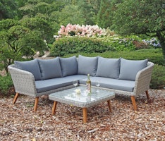 Garden Pleasure Ecklounge PAMPLONA, Polyrattan / Akazie / Kissen 100 % Polyester