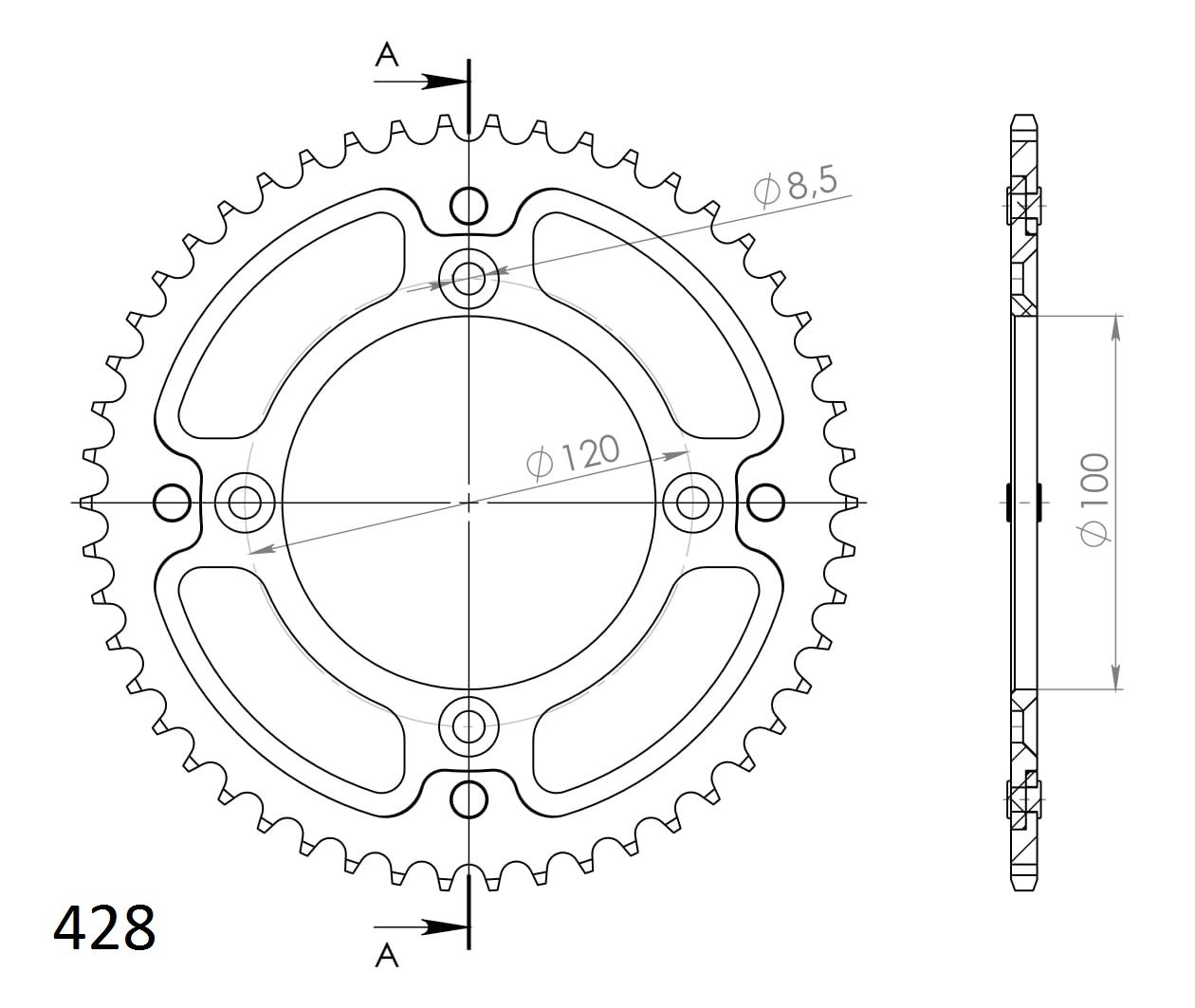 Supersprox Stealth-Kettenrad 428 52Z (Gold)