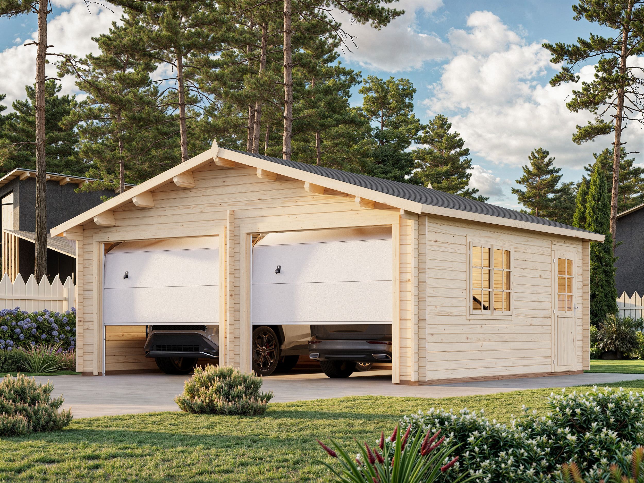 Palmako Garage Roger 28,4 m² - 44 mm - mit Sektionaltoren