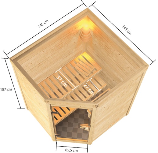 Karibu Woodfeeling Sauna Antonia - 38 mm Massivholz Aktionssauna inkl. gratis Sauna-Zubehörset im Wert von 234,94 €