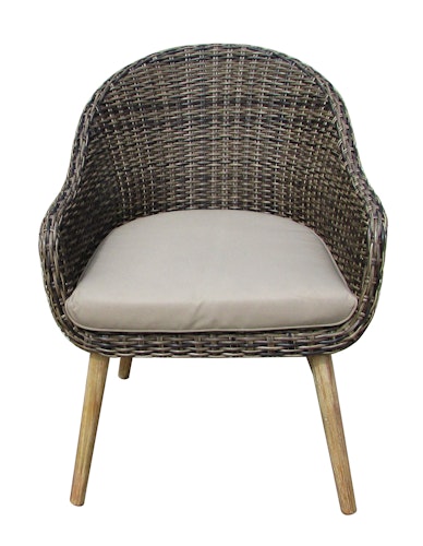 Garden Pleasure Gartenmöbel Set OAKLAND / PUEBLO, Tisch 200 x 100 + 4 Sessel, Akazie / Polyrattan Anisbraun / Kissen 100 % Polyester Taupe