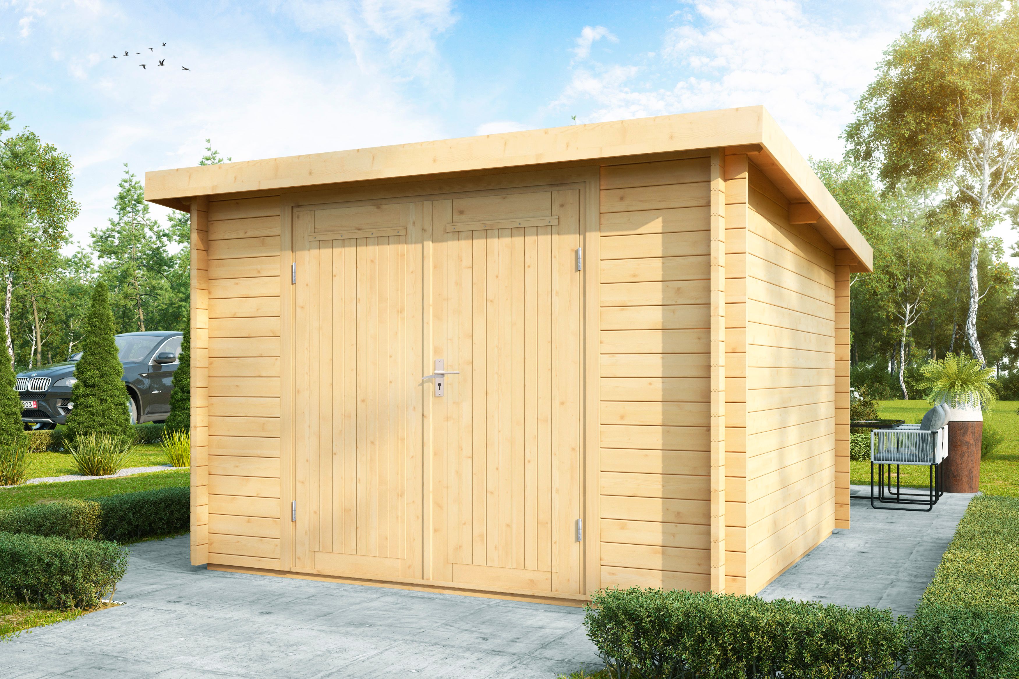Wolff Finnhaus Blockbohlenhaus Pia 3030 - 34 mm