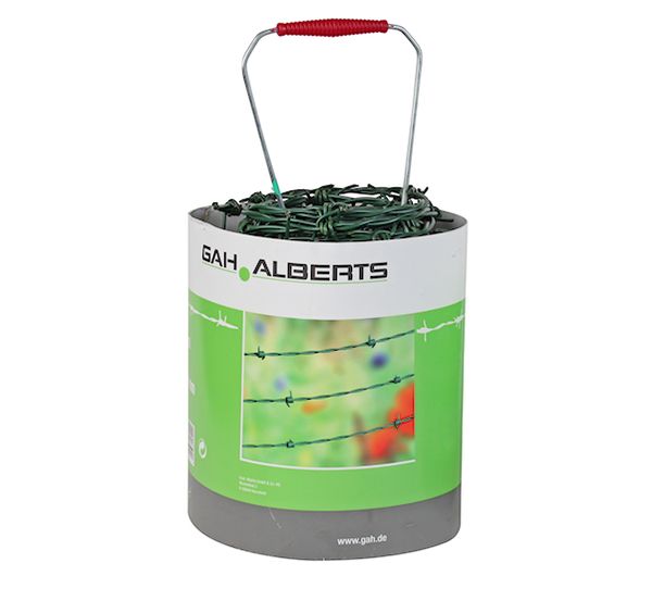 Alberts® Stacheldraht, grün, ⌀2,8 mit 4 Stacheln, Abstand 100 mm, Länge 25 m 530013