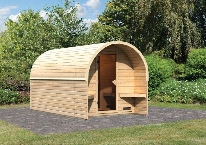 Karibu Gartensauna/Saunafass Fasshaus 3 inkl. gratis Sauna-Zubehörset im Wert von 234,94 €