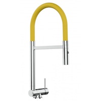 Wasserhahn Vorfenster Küchenarmatur, Umklappbar 4,5 CM, mit 360° schwenkbarem Auslauf, abnehmbare 2 strahl Handbrause, Verchromt / Gelb