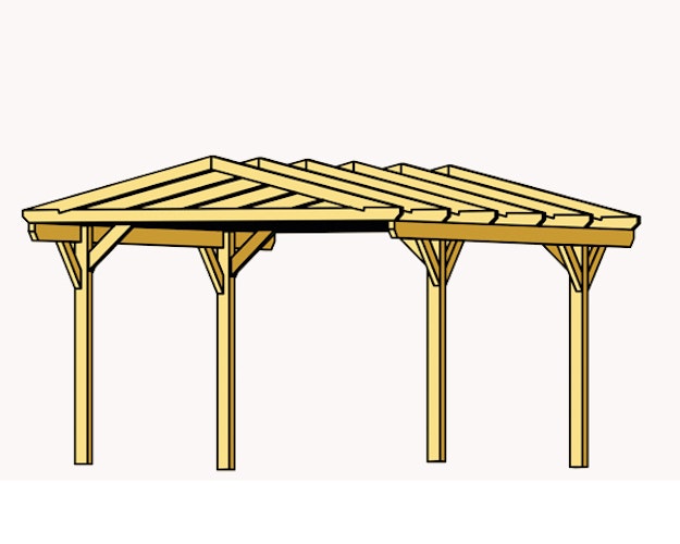 Skan Holz Westerwald Design Einzelcarport aus Leimholz Breite 362 cm