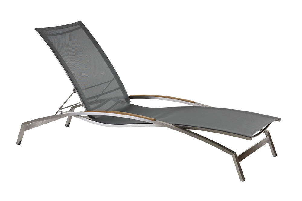 Diamond Garden Liege VENEDIG, Edelstahl / Sunproof Sling Schwarz/Silber