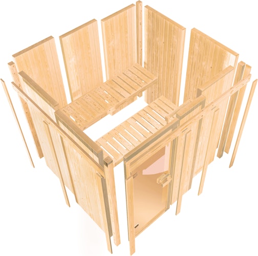 Karibu Woodfeeling Sauna Horna - 68 mm Aktionssauna inkl. gratis Saunaofen im Wert von 599,99 €
