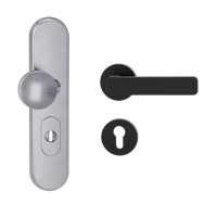 Griffwerk TITANO Kombi SB_882 ES1 (S2) -Edelstahl matt Kombi-Schutzbeschlag -Knopf/Drücker -mit Griff DESM MINIMAL MODERN -GSC-rund-R -ZA,72mm -TS 38-50