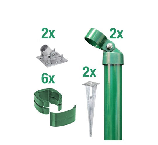 Alberts® Zauneck-Set f. Schweißgitter, grün kstb.,m.Einschlag-B.,f.Höhe 810 mm 602246