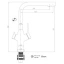 Vorschaubild 4 Wege Wasserhahn Küchenarmatur, BOD, mit 360° schwenkbarem L-Auslauf, Schwarz Matt