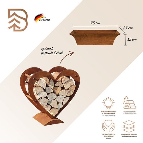 Badeko Herz-Holzregal-Set: 45 & 58 cm hoch