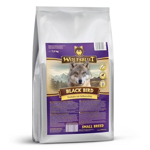WOLFSBLUT Black Bird Small Breed Truthahn mit Süßkartoffel Hundetrockenfutter