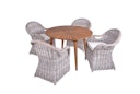 Vorschaubild Garden Pleasure Tischgruppe FREMONT / BREST, Tisch Ø 110 + 4 Sessel, Akazie / Kubu Rattan / Kissen 100 % Polyester