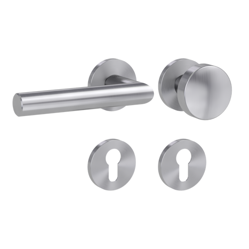 Griffwerk Wechselgarnitur VAYA 128 LUCIA fast2fix Fast2Fix GK3 Rosetten rund Knopf R2 Edelstahl matt L 